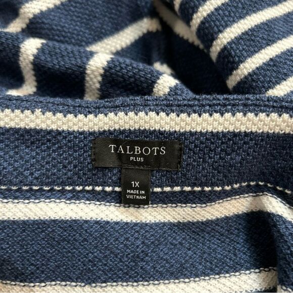 Talbots Piqué Knit Shift Mini Dress Navy White Valley Stripe Plus Sze 1x Preppy - Picture 7 of 7